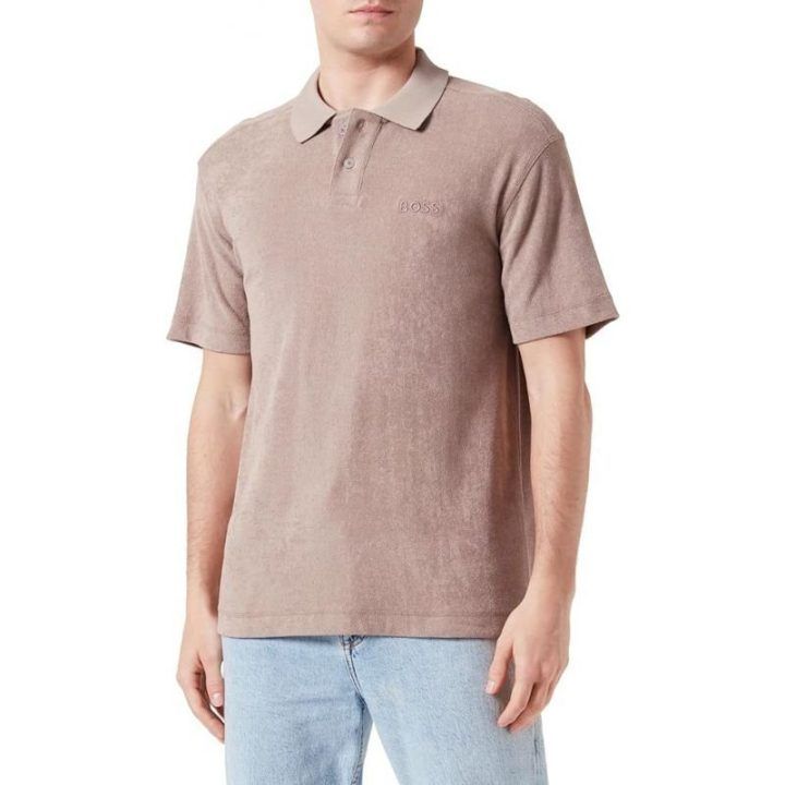 Vyriški medvilniniai polo marškinėliai BOSS Pe Towel, rudi