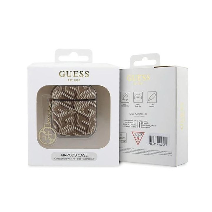 Guess GCube Charm dėklas AirPods 1/2 - rudas