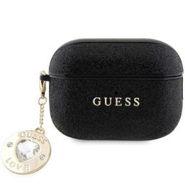 Guess Guess fiksuotas blizgantis širdies pakabukas su deimantais ant AirPods Pro 2 - Juodos spalvos