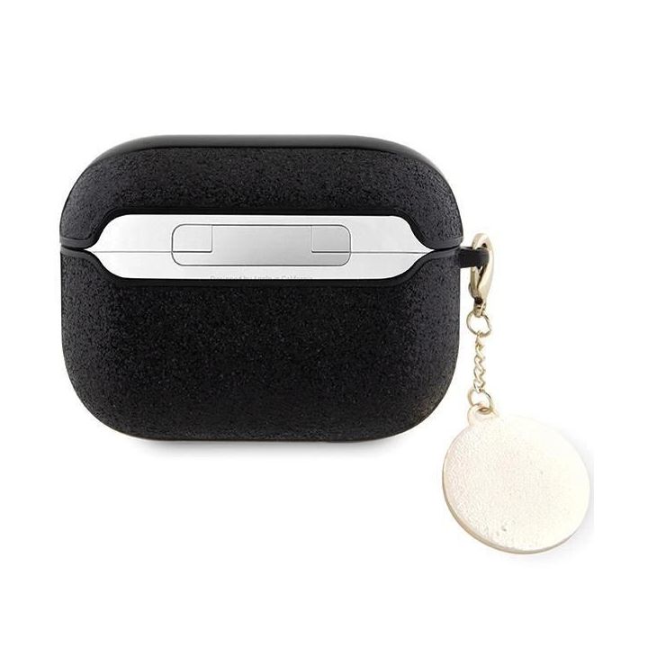 Guess Guess fiksuotas blizgantis širdies pakabukas su deimantais ant AirPods Pro 2 - Juodos spalvos
