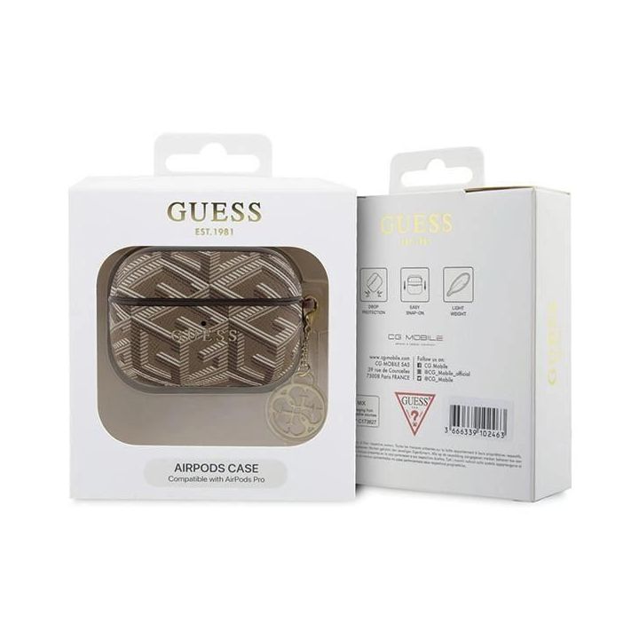 Guess GCube Charm dėklas AirPods Pro - rudas