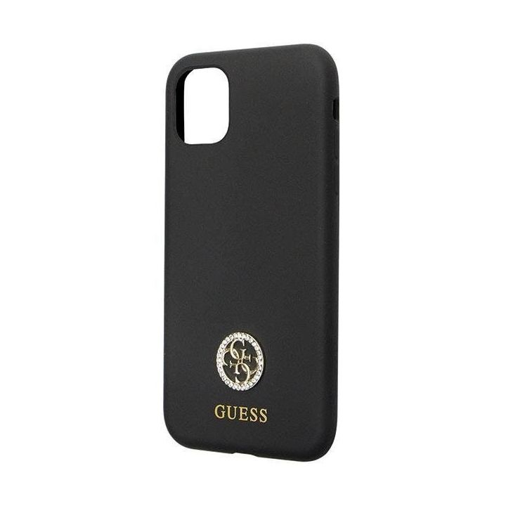 Guess silikoninis dėklas su logotipu Strass 4G , skirtas iPhone 11 / Xr - juodas