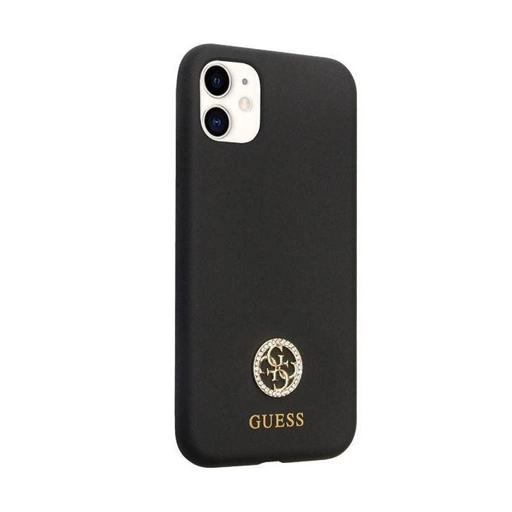 Guess silikoninis dėklas su logotipu Strass 4G , skirtas iPhone 11 / Xr - juodas