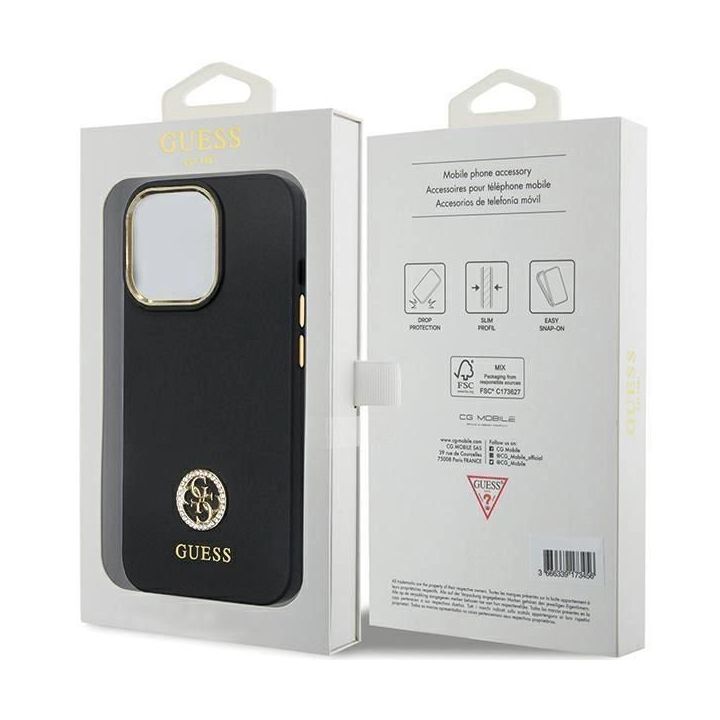 Guess silikoninis logotipas su akmenimis 4G ant iPhone 13 Pro / iPhone 13 - nuotraukos
