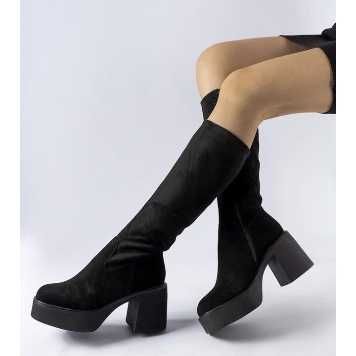 juodi šilti stiletto batai