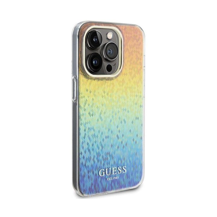 Dėklas Guess IML Faceted Mirror Disco Iridescent na iPhone 15 Pro - daugialypė terpė