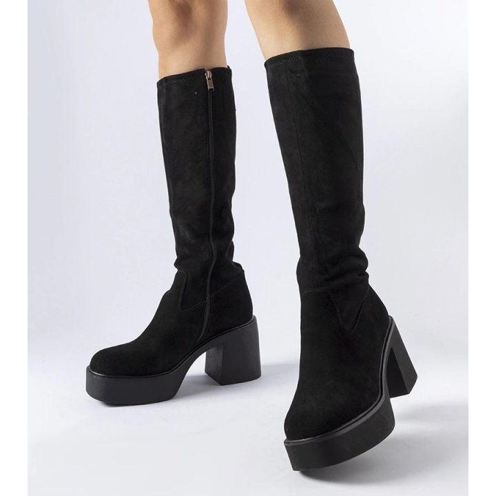 juodi šilti stiletto batai