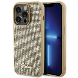 Guess Disco Metal Script dėklas iPhone 15 Pro - auksinis