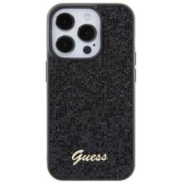 Guess Disco Metal Script dėklas iPhone 15 Pro - juodas