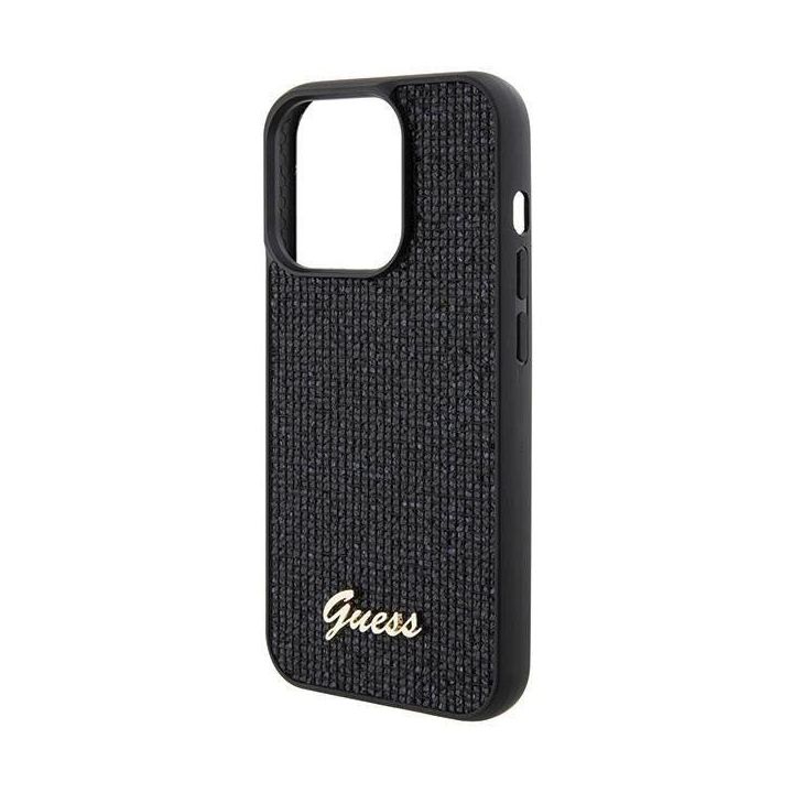 Guess Disco Metal Script dėklas iPhone 15 Pro - juodas