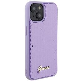 Guess Sequin Script Metal iPhone 15 - fioletowe