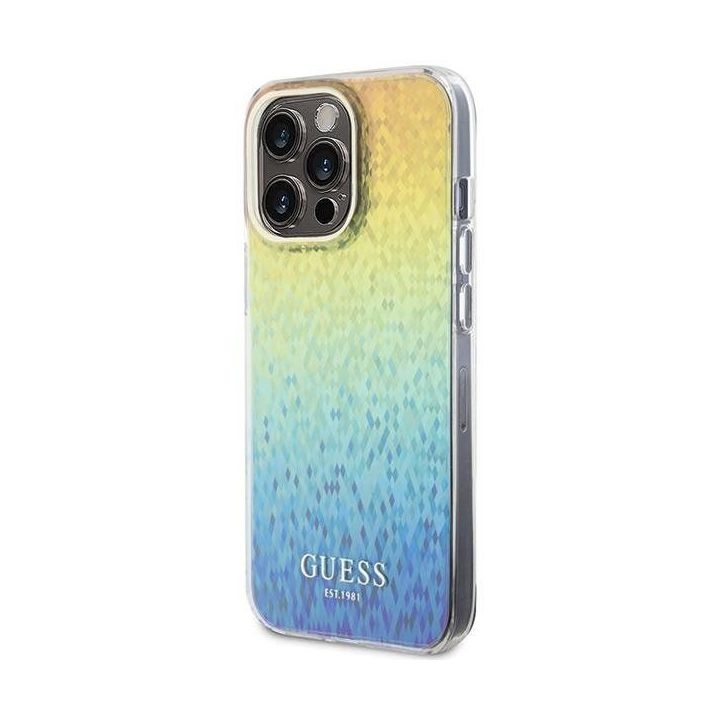Guess IML Faceted Mirror Disco Iridescent ant iPhone 15 Pro Max - daugialypė terpė