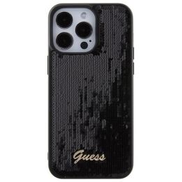 Guess Sequin Script Metal ant iPhone 15 Pro Max - juodos spalvos