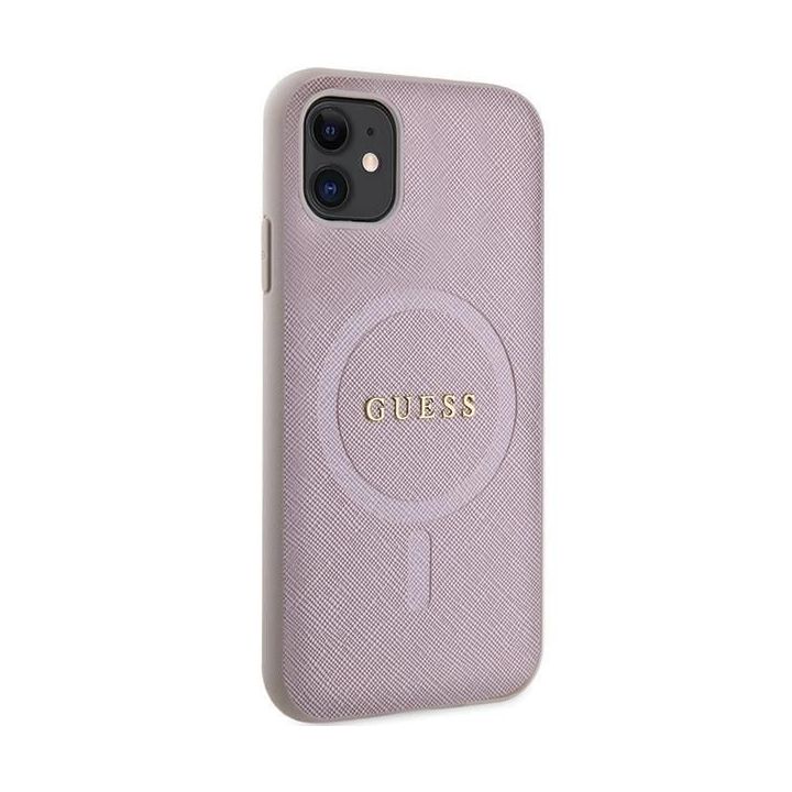 Guess Saffiano MagSafe dėklas iPhone 11 / Xr - rožinis