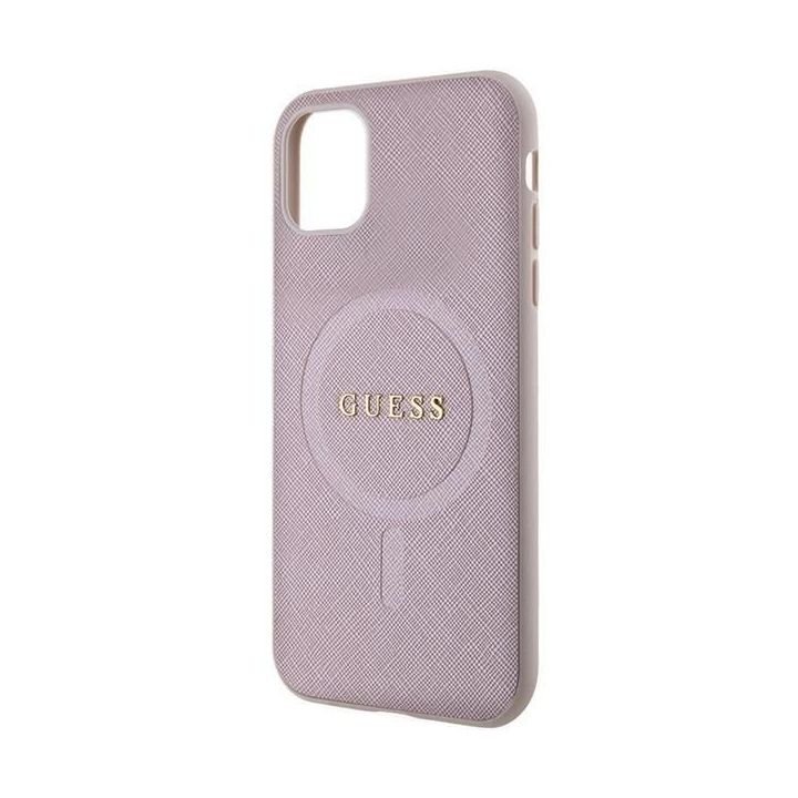 Guess Saffiano MagSafe dėklas iPhone 11 / Xr - rožinis
