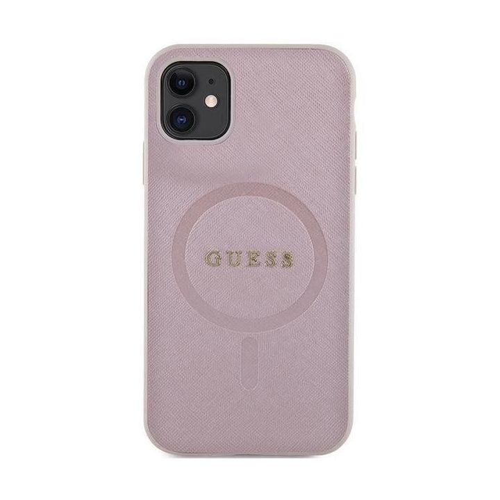 Guess Saffiano MagSafe dėklas iPhone 11 / Xr - rožinis