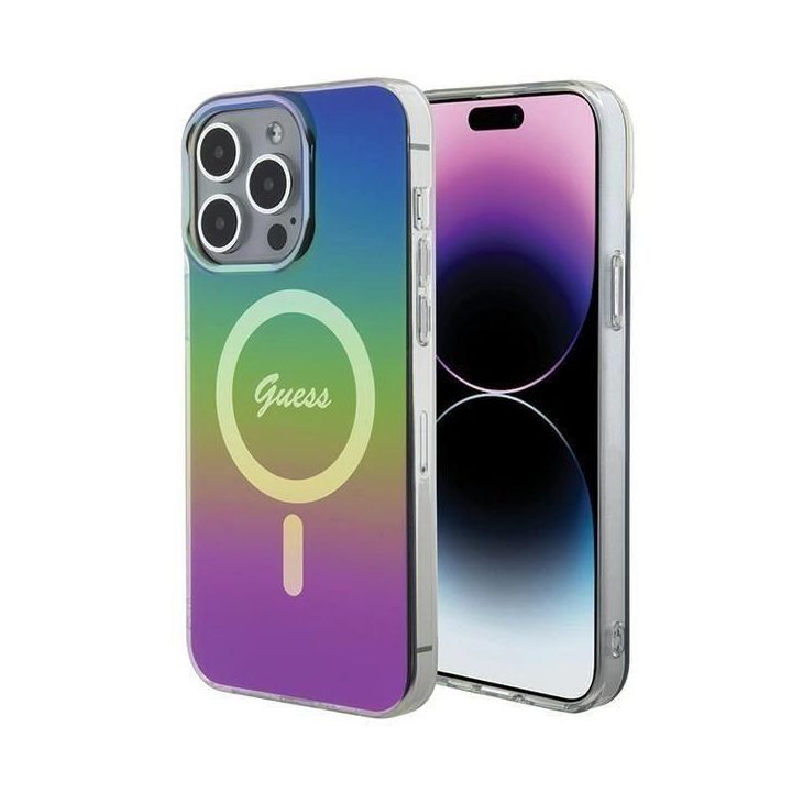 Guess IML Iridescent MagSafe dėklas iPhone 15 Pro - juodas