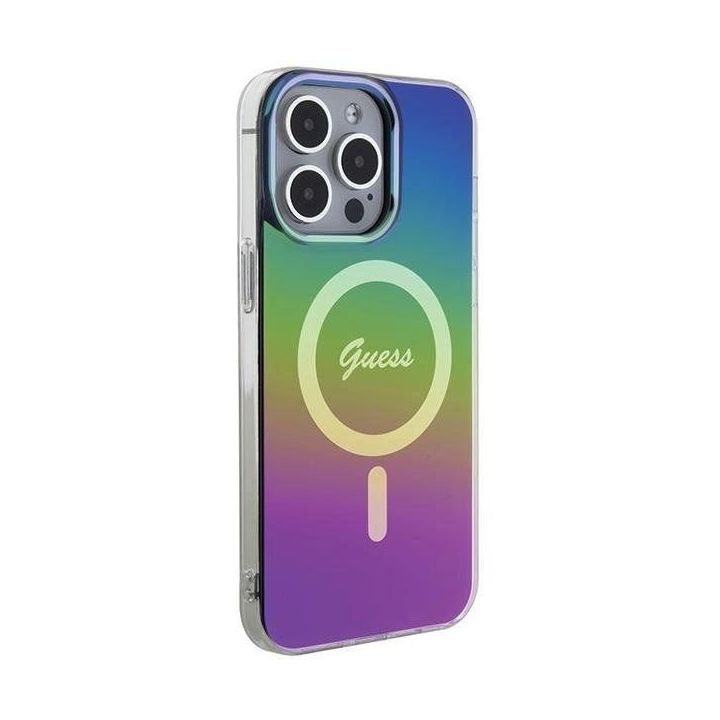 Guess IML Iridescent MagSafe dėklas iPhone 15 Pro - juodas