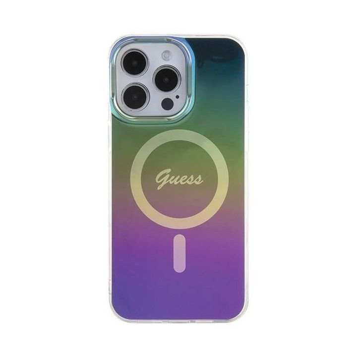 Guess IML Iridescent MagSafe dėklas iPhone 15 Pro - juodas