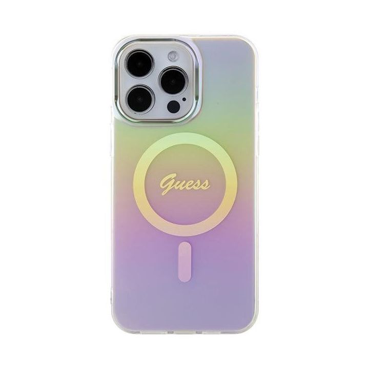 Guess IML Iridescent MagSafe dėklas iPhone 15 Pro - rožinis