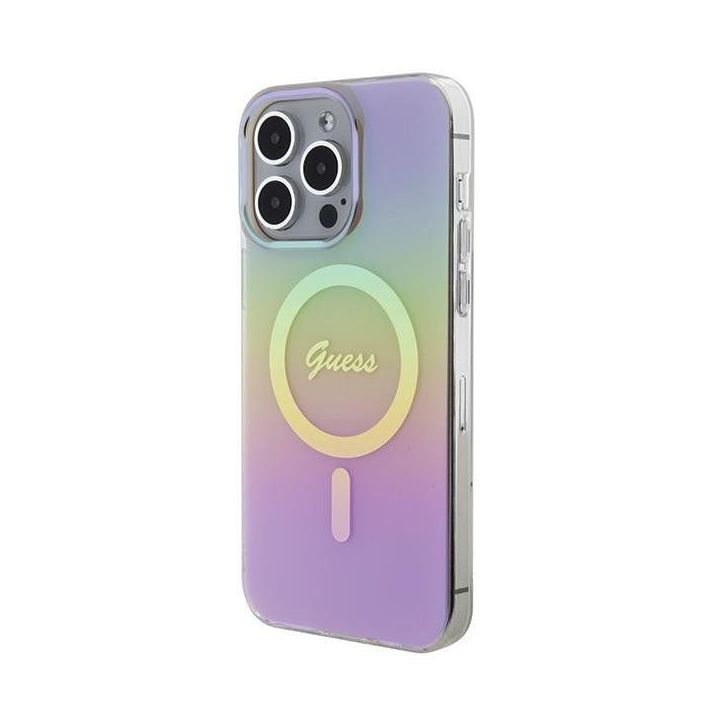 Guess IML Iridescent MagSafe dėklas iPhone 15 Pro - rožinis