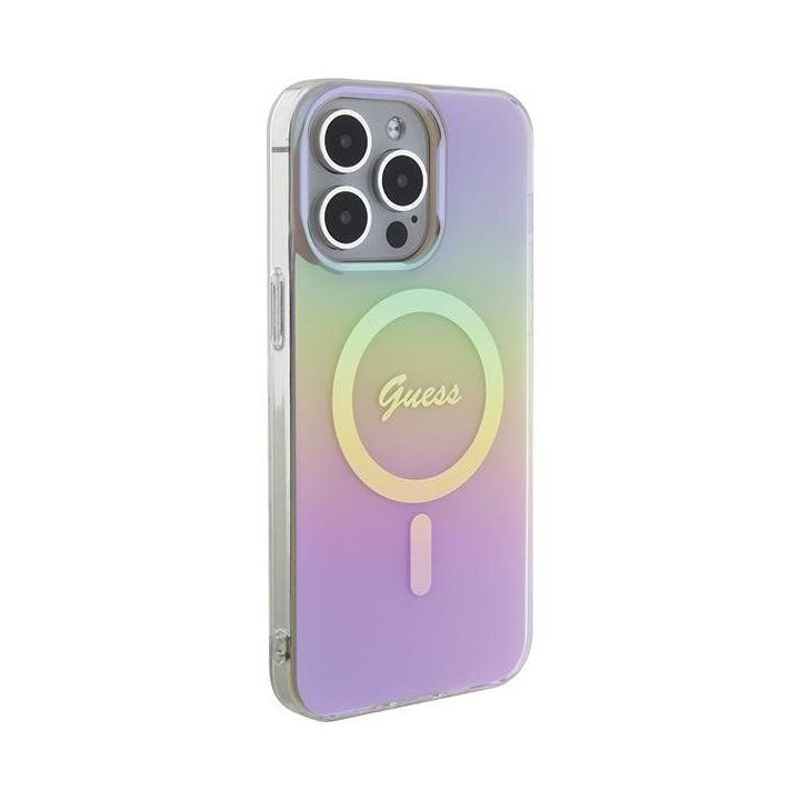 Guess IML Iridescent MagSafe dėklas iPhone 15 Pro - rožinis