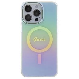 Guess IML Iridescent MagSafe dėklas iPhone 15 Pro - turkusowe