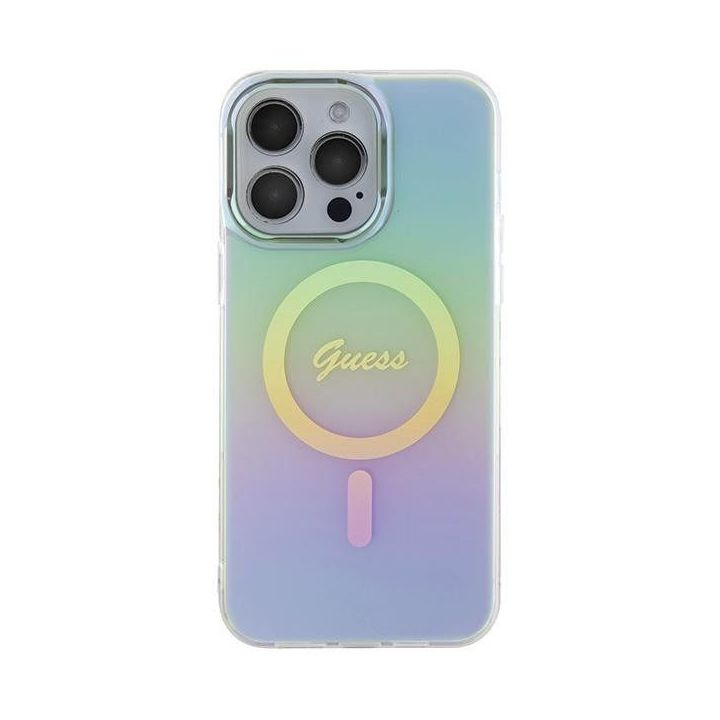 Guess IML Iridescent MagSafe dėklas iPhone 15 Pro - turkusowe
