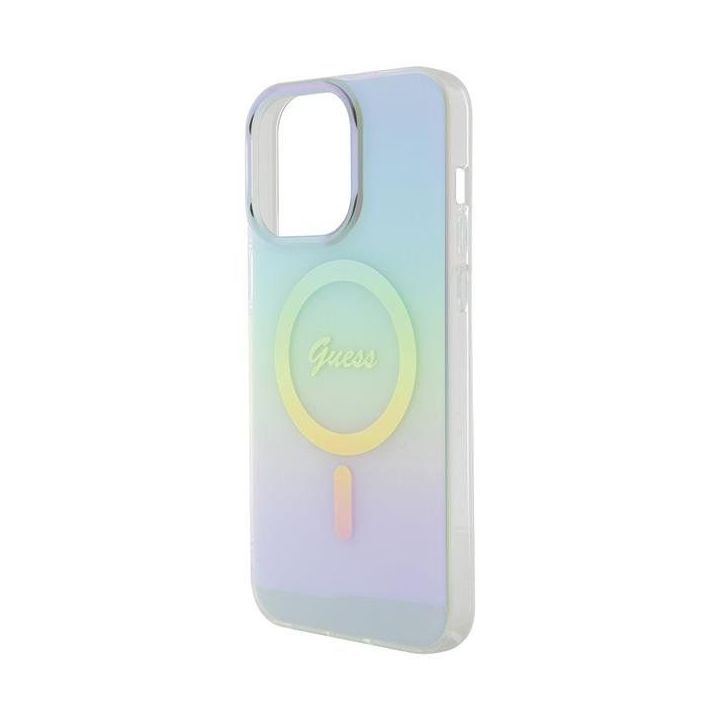 Guess IML Iridescent MagSafe dėklas iPhone 15 Pro - turkusowe