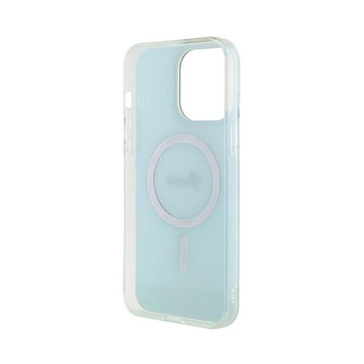 Guess IML Iridescent MagSafe dėklas iPhone 15 Pro - turkusowe