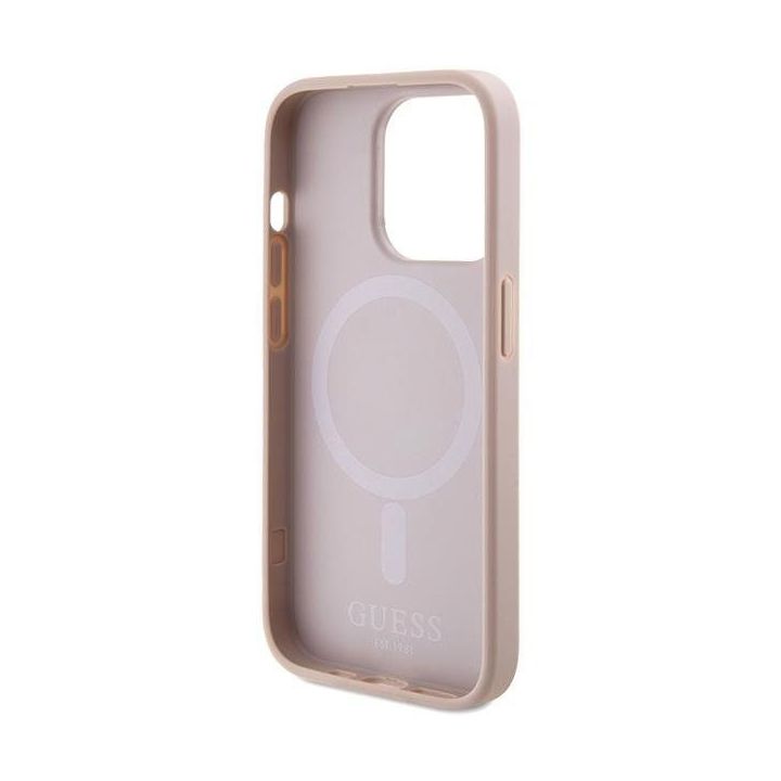 Guess Saffiano MagSafe dėklas iPhone 15 Pro - rožinis