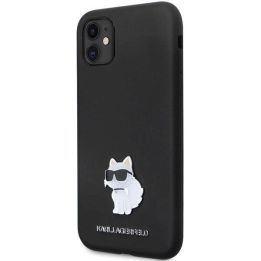 Karl Lagerfeld silikoninis C Metal Pin dėklas iPhone 11 / Xr - juodas