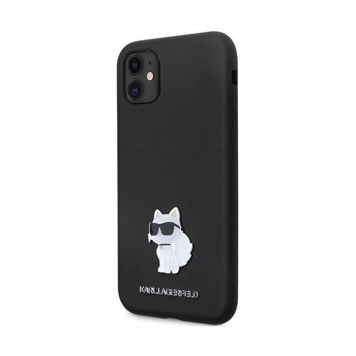 Karl Lagerfeld silikoninis C Metal Pin dėklas iPhone 11 / Xr - juodas
