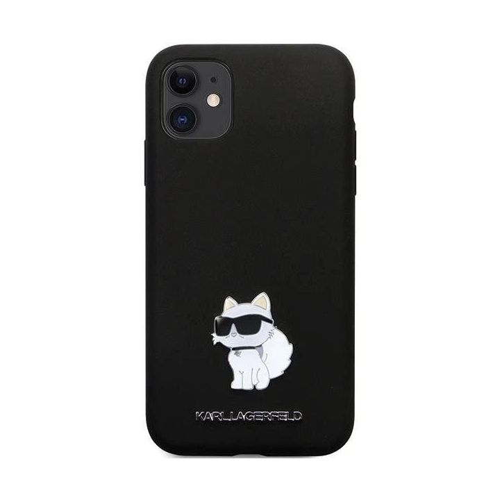Karl Lagerfeld silikoninis C Metal Pin dėklas iPhone 11 / Xr - juodas