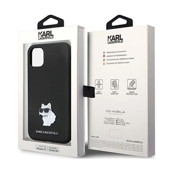 Karl Lagerfeld silikoninis C Metal Pin dėklas iPhone 11 / Xr - juodas