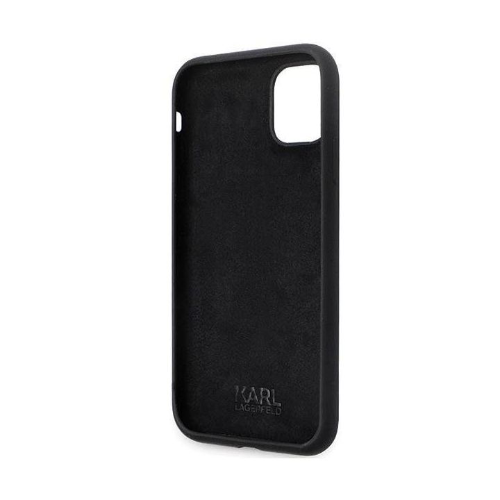 Karl Lagerfeld silikoninis C Metal Pin dėklas iPhone 11 / Xr - juodas