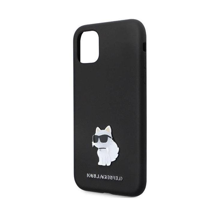 Karl Lagerfeld silikoninis C Metal Pin dėklas iPhone 11 / Xr - juodas