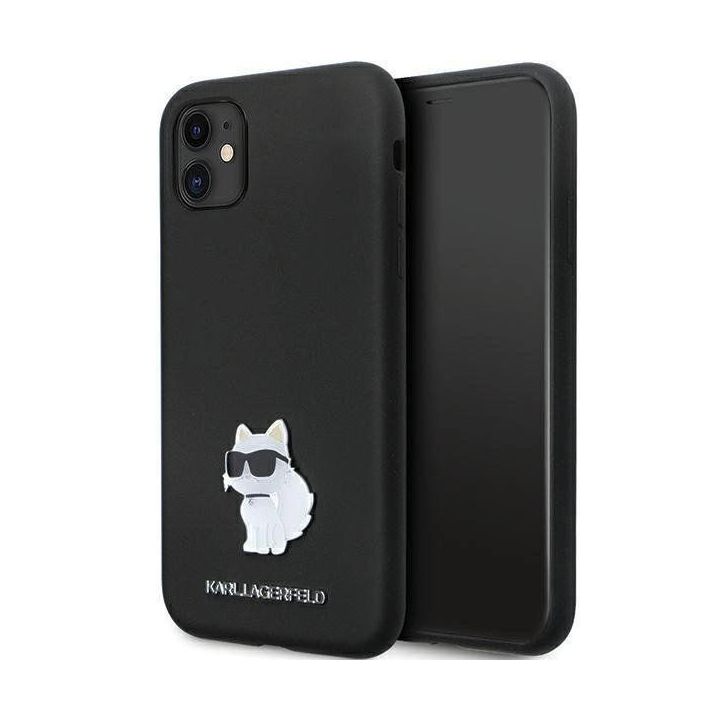 Karl Lagerfeld silikoninis C Metal Pin dėklas iPhone 11 / Xr - juodas