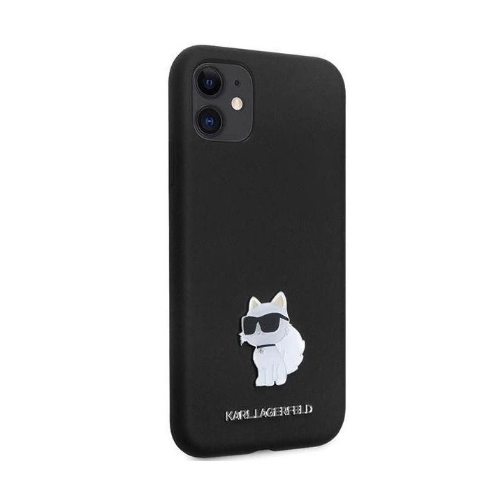 Karl Lagerfeld silikoninis C Metal Pin dėklas iPhone 11 / Xr - juodas