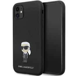 Karl Lagerfeld silikoninis Ikonik Metal Pin dėklas iPhone 11 / Xr - juodas