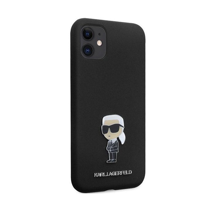 Karl Lagerfeld silikoninis Ikonik Metal Pin dėklas iPhone 11 / Xr - juodas