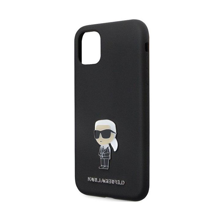 Karl Lagerfeld silikoninis Ikonik Metal Pin dėklas iPhone 11 / Xr - juodas