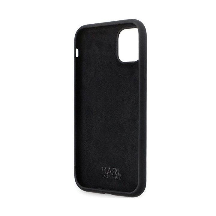 Karl Lagerfeld silikoninis Ikonik Metal Pin dėklas iPhone 11 / Xr - juodas