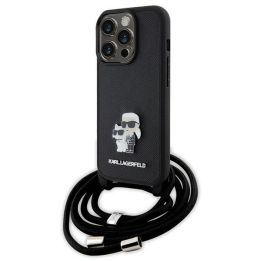 Dėklas Karl Lagerfeld Crossbody Saffiano Metal Pin Karl&Choupette na iPhone 15 Pro - nuotraukos