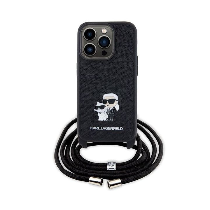 Dėklas Karl Lagerfeld Crossbody Saffiano Metal Pin Karl&Choupette na iPhone 15 Pro - nuotraukos