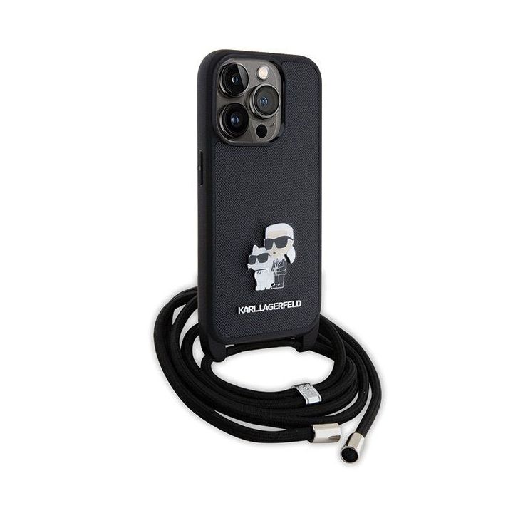 Dėklas Karl Lagerfeld Crossbody Saffiano Metal Pin Karl&Choupette na iPhone 15 Pro - nuotraukos
