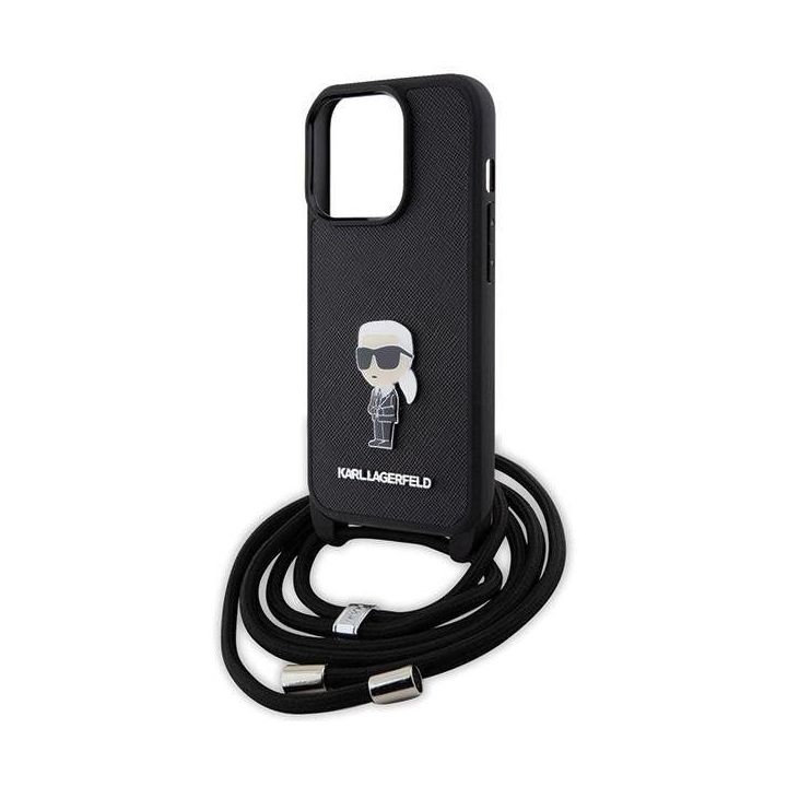 Dėklas Karl Lagerfeld Crossbody Saffiano Monogram Metal Pin Karl & Choupette na iPhone 15 Pro - nuotraukos