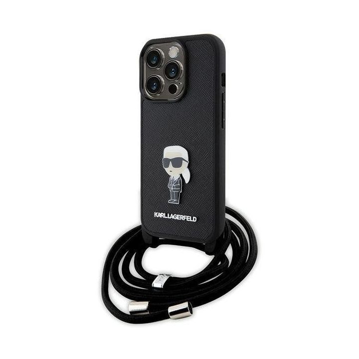 Dėklas Karl Lagerfeld Crossbody Saffiano Monogram Metal Pin Karl & Choupette na iPhone 15 Pro - nuotraukos