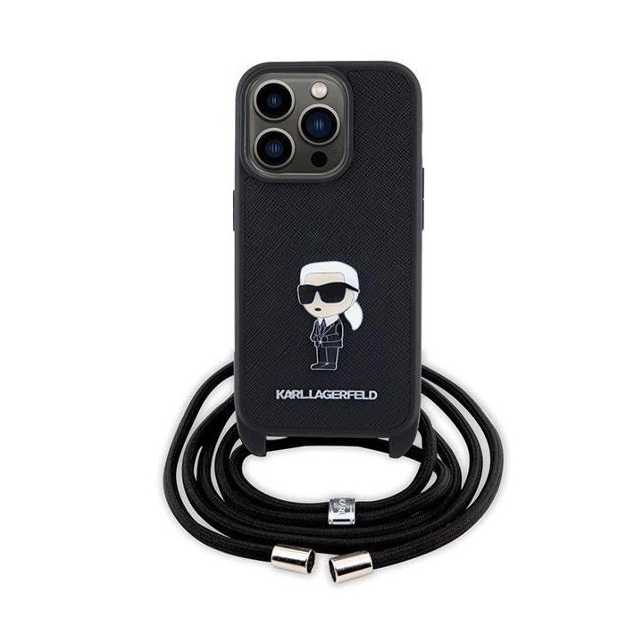 Dėklas Karl Lagerfeld Crossbody Saffiano Monogram Metal Pin Karl & Choupette na iPhone 15 Pro - nuotraukos