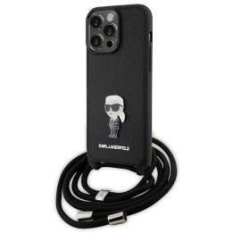 Dėklas Karl Lagerfeld Crossbody Saffiano Monogram Metal Pin Karl & Choupette na iPhone 15 Pro Max - nuotraukos
